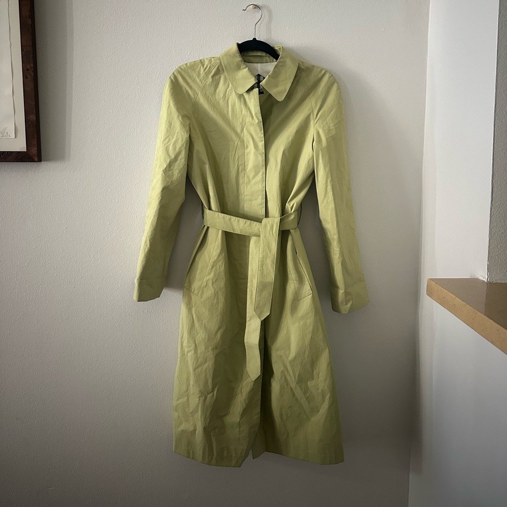 Burberry Light Green Single Breasted Trench Coat